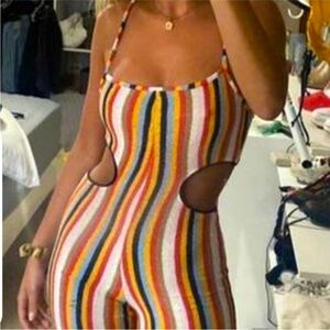 Zara Striped Terry Cloth Jumpsuit